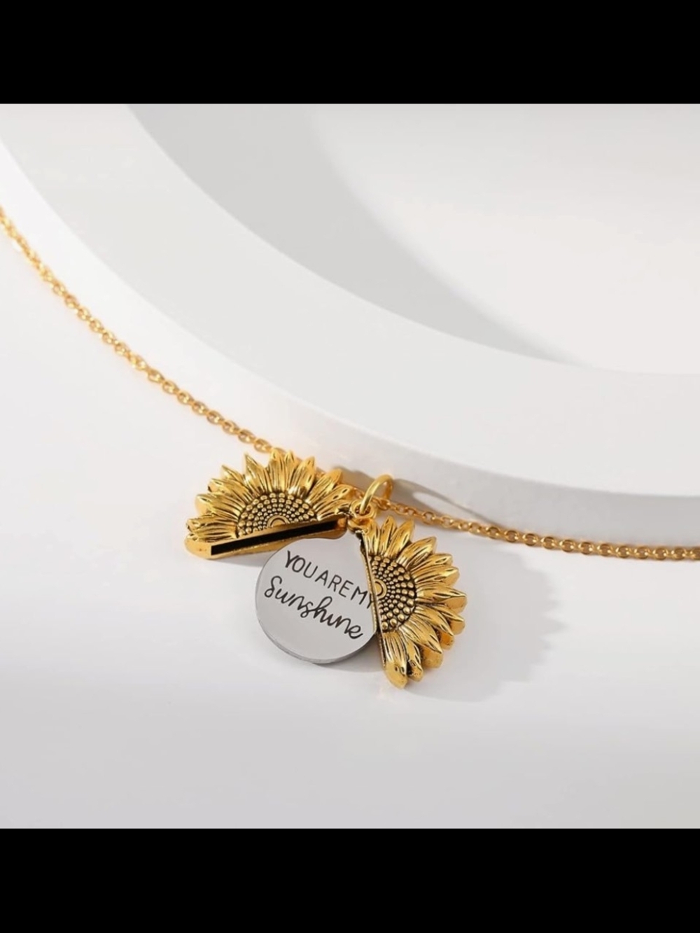 Sunflower 'You Are My Sunshine' Gold Pendant Necklace